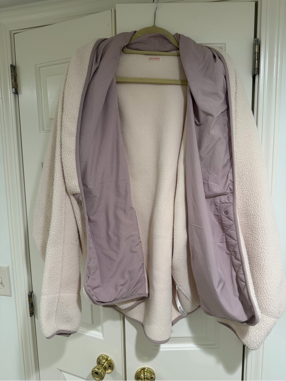 Free people hit the slopes Cream Sherpa Jacket with Lavender Lining